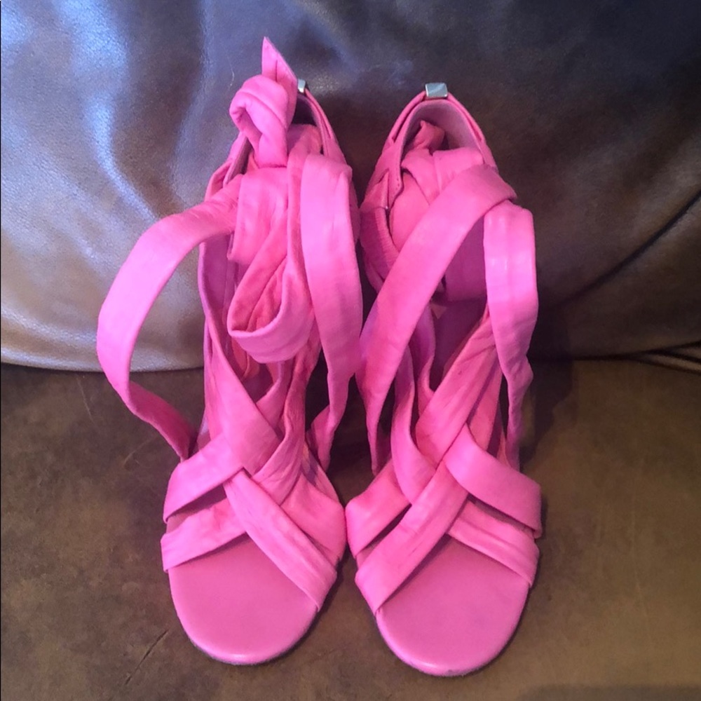 Tory Burch Lipstick Pink Tie Up Heels